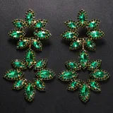 Flower Rhinestone Earrings (Medium-Green Only)