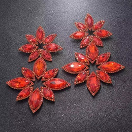 Flower Rhinestone Earrings (Medium-Red Only)