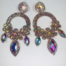 Oval Water Droplets Rhinestone Drop Earrings Crystal Earrings